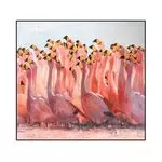 Πίνακας Σε Καμβά Σμήνος Φλαμίνγκο Ροζ 180x180 εκ.
