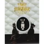 Γυάλινος Πίνακας Σκύλοι Φύλακες Ντόπερμαν I Ασπρόμαυρος-Χρυσό 60x80 εκ.