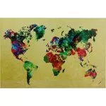 Γυάλινος Πίνακας Πολύχρωμος Παγκόσμιος Χάρτης 150x100εκ.