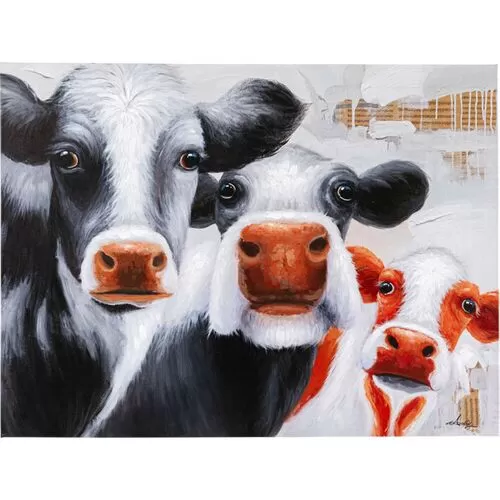 Πίνακας Σε καμβά Περίεργες Αγελάδες Πολύχρωμο 90x120 εκ.