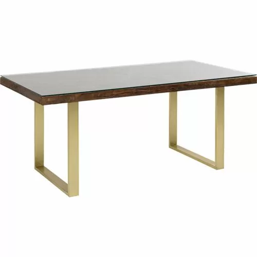 Τραπέζι Conley Καφέ-Χρυσό Ξύλο-Μέταλλο 160x80x76 εκ.