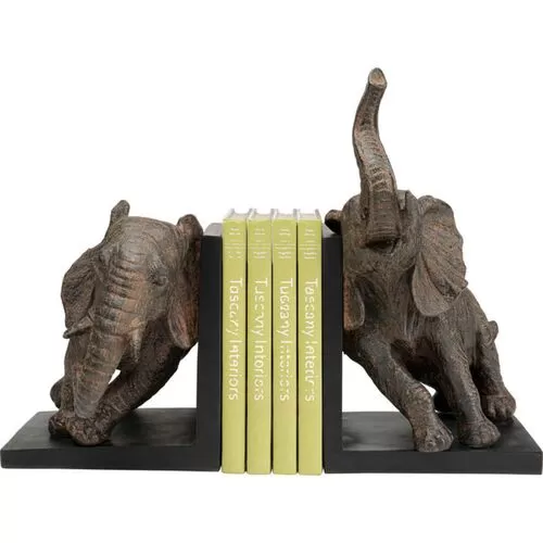 Βιβλιοστάτες Ελέφαντες Μαύρο-Γκρι 25x31x20 εκ.