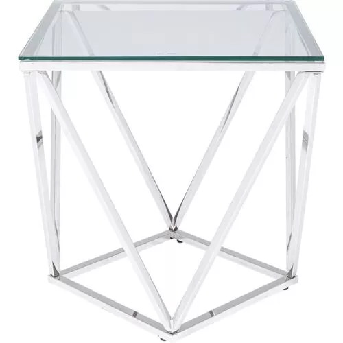 Βοηθητικό Τραπέζι Cristallo Ασημί 50x50x55 εκ.
