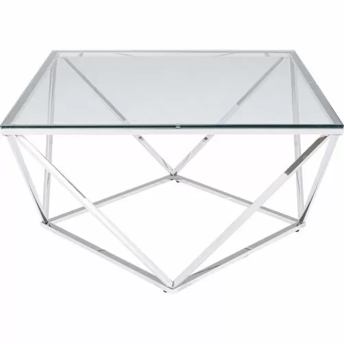 Τραπέζι Μέσης Cristallo Ασημί 80x80 εκ.