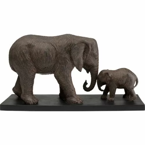 Επιτραπέζιο Διακοσμητικό Ελέφαντες Καφέ-Μαύρο 31x58x19 εκ. (PL)