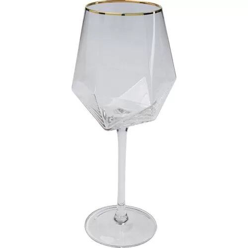 Ποτήρι Κρασιού Diamond Γυάλινο Χρυσό-Διάφανο 10x10x25 εκ.