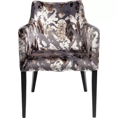 Καρέκλα Με Μπράτσα Black Mode Velvet Καφέ-Χρυσό