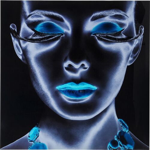 Πίνακας Γυάλινος Diva Μαύρο-Μπλε 120x120 εκ.