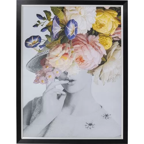 Διακοσμητικό Τοίχου Γυναίκα Με Λουλούδια Πολύχρωμο Γυάλινο 152x117 εκ.