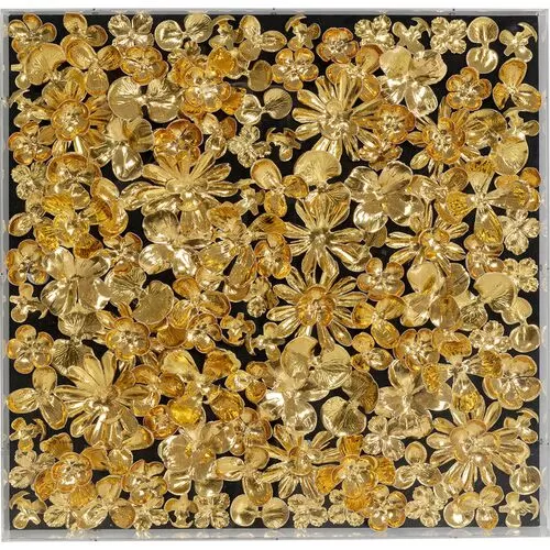 Διακοσμητικό Τοίχου Χρυσά Λουλούδια Ακρυλικό 60x60 εκ.