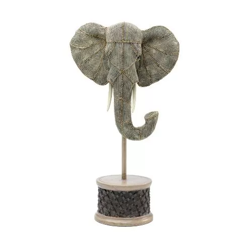 Διακοσμητικό Επιτραπέζιο Κεφάλι Ελέφαντα Με Πέρλες Γκρι 48.5 εκ.