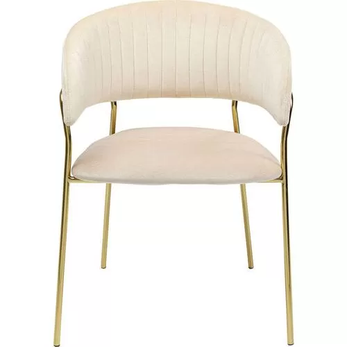 Καρέκλα Με Μπράτσα Belle Κρεμ-Χρυσό (Σετ 2)