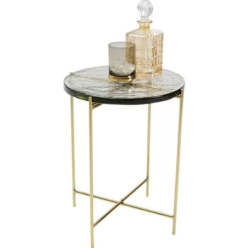 Βοηθητικό Τραπέζι Ice Διάφανο-Χρυσό 40x40x50 εκ.