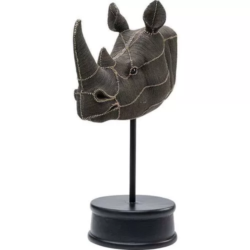 Διακοσμητικό Κεφάλι Ρινόκερου Με Πέρλες Μεγάλο Καφέ 69 εκ.