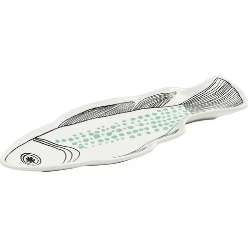 Πιατέλα Ψάρι Κεραμική Λευκή-Πράσινη