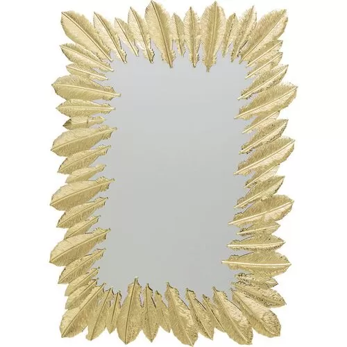 Καθρέφτης Τοίχου Ντυμένος Με Πούπουλα Χρυσό