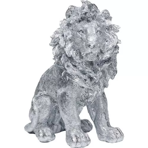 Διακοσμητική Επιτραπέζια Φιγούρα Καθιστό Λιοντάρι Ασημί 42 εκ.