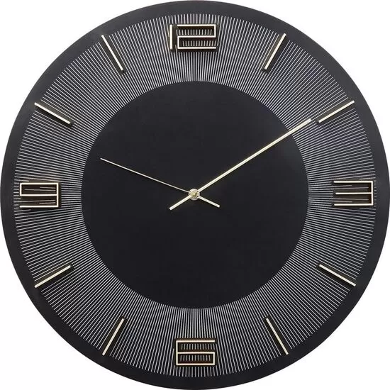 Ρολόι Τοίχου Leonardo Μαύρο-Χρυσό Αλουμίνιο Ø48.5 εκ.