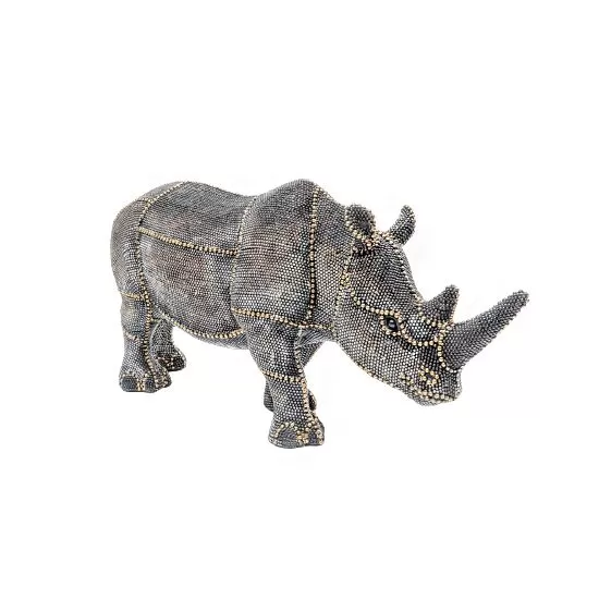 Διακοσμητικό Επιτραπέζιο Ρινόκερος Με Πέρλες Γκρι 18 εκ.