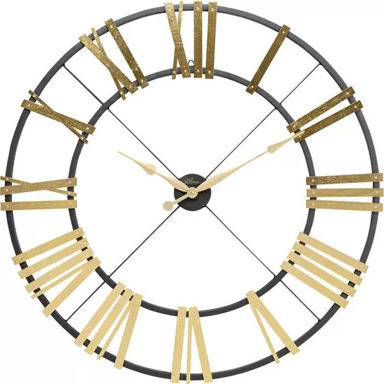 Ρολόι Τοίχου Nevio Με Λατινικούς Αριθμούς Μαύρο-Χρυσό